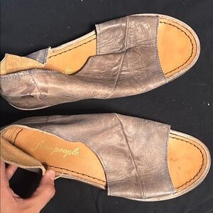 Free People Bronze Open-Toe Flats